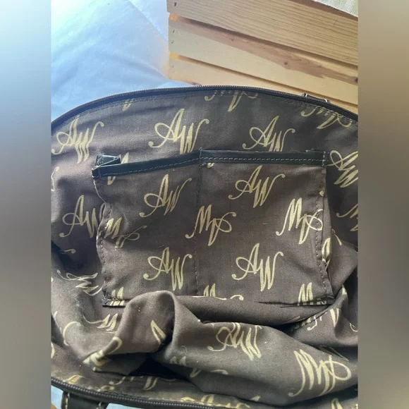 American West Vintage Leather Handbag Tooled Leather/ Animal Print Hair On/Studs - Picture 9 of 15